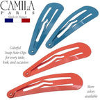 Camila Paris CP1330B French Hair Barrettes Clips, Snap Hair Slides Clic Clac for Women, Styling Girls Side Slide-in Metal Snap Pin Hair Accessories for Women. Strong Hold, No Slip Grip, Made in France