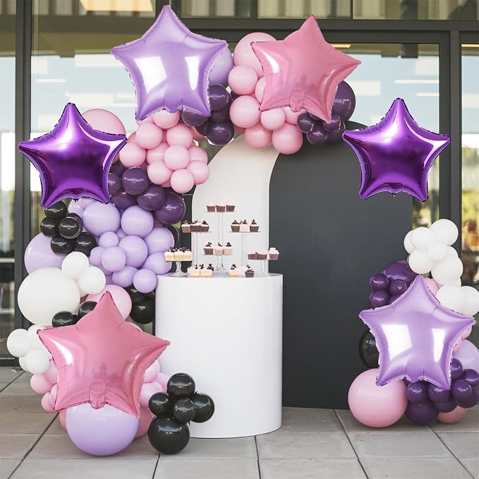 Purple Pink Star Foil Balloon, 18 Inch Metallic Pink and Purple Stars Balloons - Image 5
