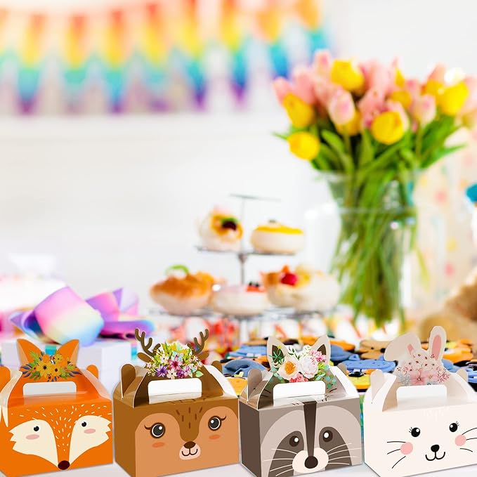 Tevxj 24 Pieces Woodland Animals Party Favors Boxes Woodland Treat Bags - Image 6