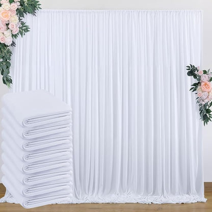 40 ft x 10 ft Wrinkle Free White Backdrop Curtain by Outpain