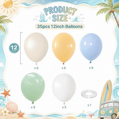 Blue Green White Balloons 12INCH Coastal Summer Baby Shower Birthday Decor | - Image 4
