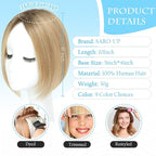 SARO-UP Human Hair Toppers for Women Real Human Hair pieces for Women with Thinning Hair pieces 7 * 10cm Hand-Tied Swiss Base Topper No Bangs 30g Hairpieces 10Inch (4T10/16#)