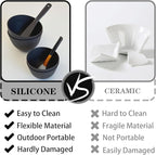 4Pcs Silicone Mixing Bowl DIY Hair Color Mixing Bowls for Home Salon Spa Face Skin Applicator Bowl, Black