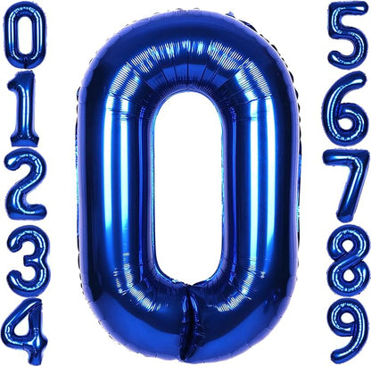 40 Inch Navy Blue Big Number 0 Balloon 0-9 Large Helium | Royal Blue 0th Foil by SULALABOO