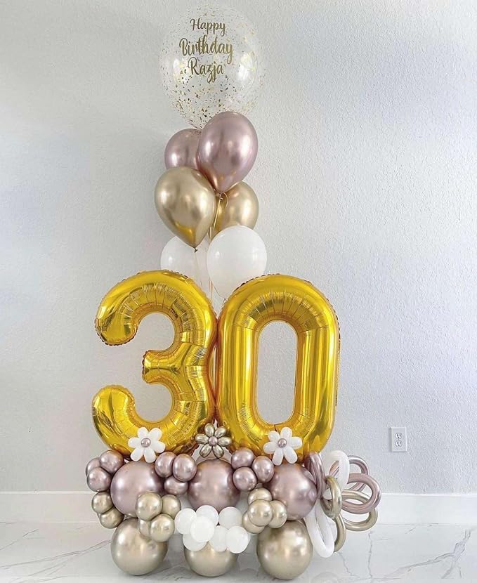Gold 35 Number Balloons, 40 Inch Giant Number 35 Balloons Foil Mylar Helium - Image 7
