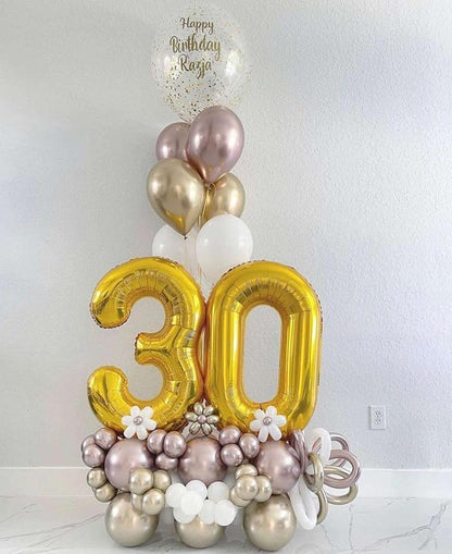 Gold 30 Number Balloons, 40 Inch Giant Number 30 Balloons Foil Mylar Helium - Image 5