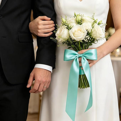 1In 30Yards Mint Blue Satin Ribbon - Image 7