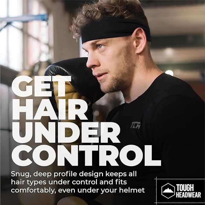 Tough Headwear Tough Outfitters Headband for Men - Mens Headbands - Working Out Sports Performance Head Bands - Athletic Cycling Running Sweat Band, Football Headbands - Sweat Bands Men/Women