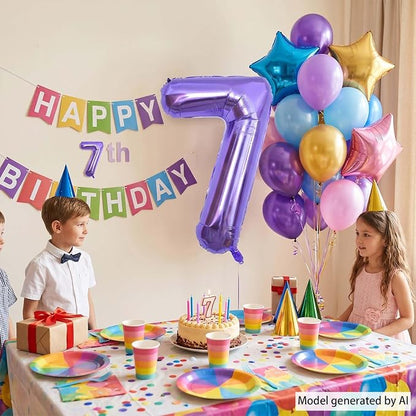 Purple Number 7 Balloon 40 Inch, Large Majestic Purple Mylar Foil Number 7 - Image 2