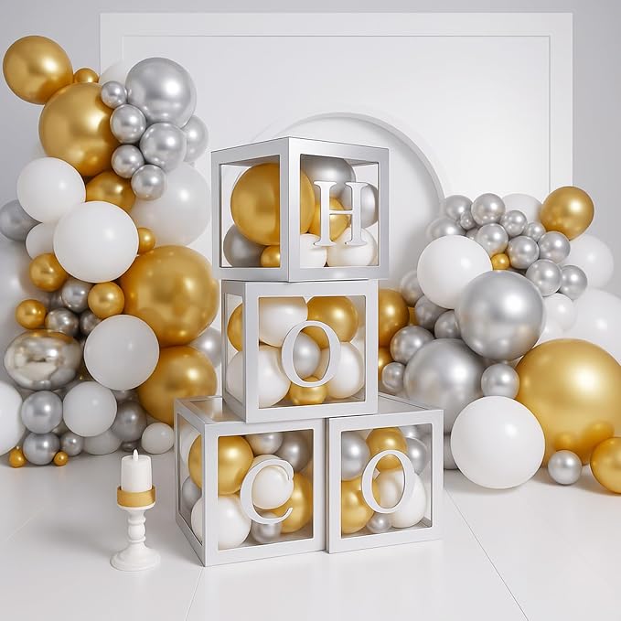 4 Pcs Hoco Boxes with Letters 11.8 x 11.8 x 11.8 Inch Clear Homecoming Balloon - Image 6