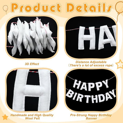 Felt Happy Birthday Garland Rainbow Banner Reusable Happy Birthday Sign Party - Image 3