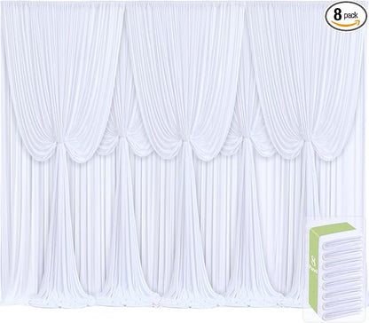 8 Panels White Backdrop Curtains by Tao-GePartyDecorations