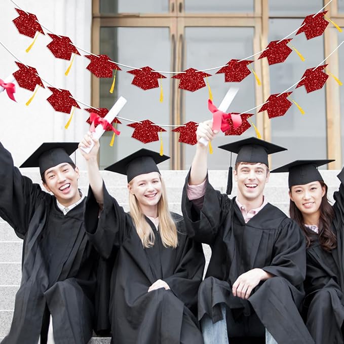 Graduation Decorations Class of 2026 Red Graduation Cap Banner - Image 6