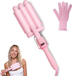 Mermade PRO Hair Waver 1" - 3 Barrel, Curling Iron 1 Inch, Ceramic Barrel Waver for Thick, Thin, Long, or Short Hair - 1", Pink