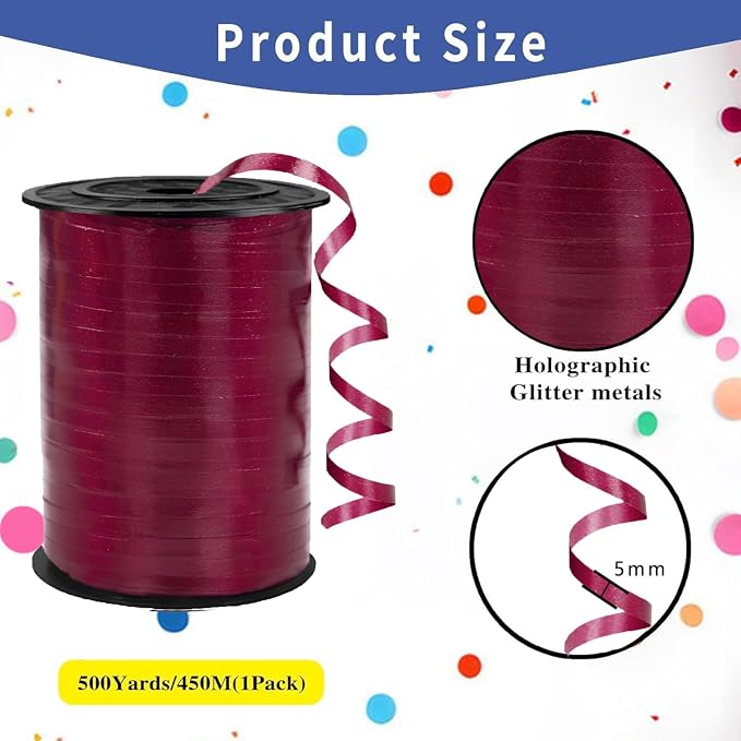 500 Yard Premium Burgundy Curling Ribbon, Curling Ribbon - Image 2