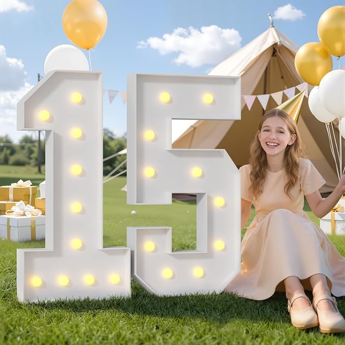 4FT Light Up Marquee Number 0 Warm White Light | Party Decor - Image 7