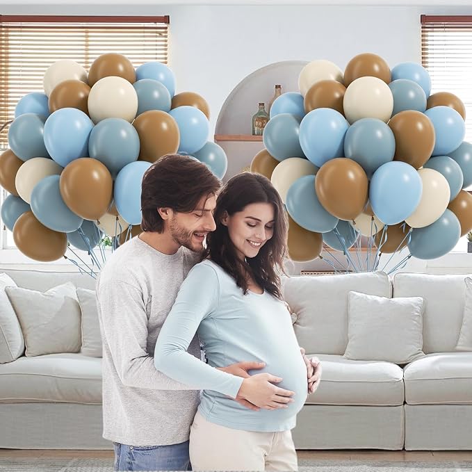 60pcs Blue and Brown Balloons 12inch - Image 7