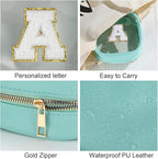 YOOLIFE Initial Make Up Bag Travel Toiletry Bag, Clear Makeup Bag Preppy Cosmetic Bags Organizer Travel Essentials Gifts for Women Teen Girlfriend Teacher Mom Birthday Mothers Day Gifts Mini Blue Y