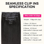 Lashey Yaki Straight Clip Ins 14 Inch 110g 7Pcs Seamless Hair Extensions Real Human hair, Natural Black Clip in Hair Extension for Women Real hair