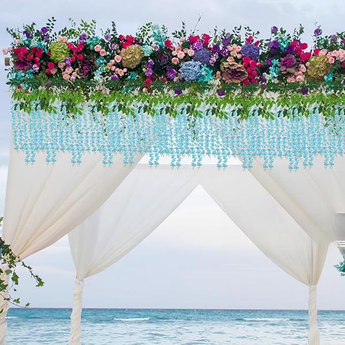 Artificial Wisteria Hanging Flowers-Fake Wisteria Flower Garland Silk Vines - Image 5