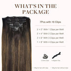 GOO GOO Clip in Hair Extensions Real Human Hair, Remy Human Hair Extensions Clip ins for Women, Natural Human Hair, 24inch 120g 7Pcs, 2/6/2 Balayage Dark Brown to Chestnut Brown