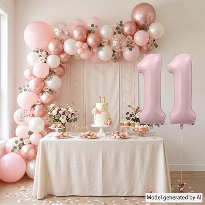 Baby Pink Number 11 Balloon 40 Inch, Muted Pastel Foil Party Supplies | - Image 7