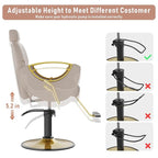 Barber Chair for Hair Stylist, Height Adjustable Hydraulic Hair Reclining Salon Chair, 360 Degrees Rotation, Multi-Function Shampoo Chair for Salon Barbershop (Grey)