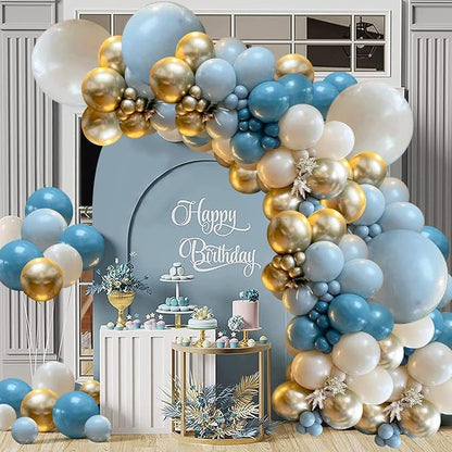 Dusty Blue Balloons Garland Kit, Fog Sand White Gold, Party Decor | Royal - Image 4