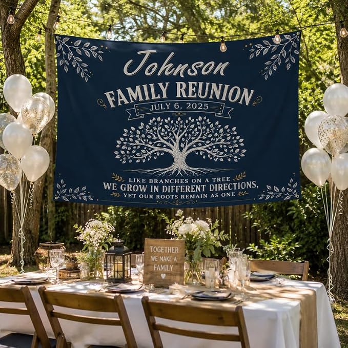 Personalized Family Reunion Banner Tree Design Custom - Image 3