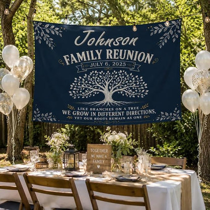 Personalized Family Reunion Banner Tree Design Custom - Image 3