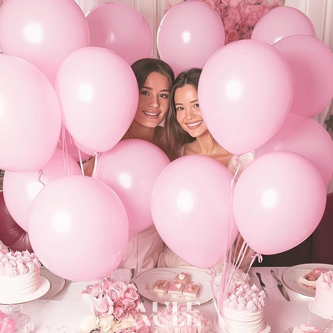 AULE 50Pcs Latex 12 Inch Macaron Pink Balloons Light Pink | Helium Party Happy - Image 3