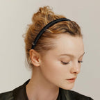 SHE'S FREE STYLE JUST FOR YOU Upgraded Classic Thin Headbands for Women, Non-Slip Polyester & Plastic Hair Bands with Teeth for Strong Hold Grip, Durable Hair Accessories (Gold-K0, Upgrade)