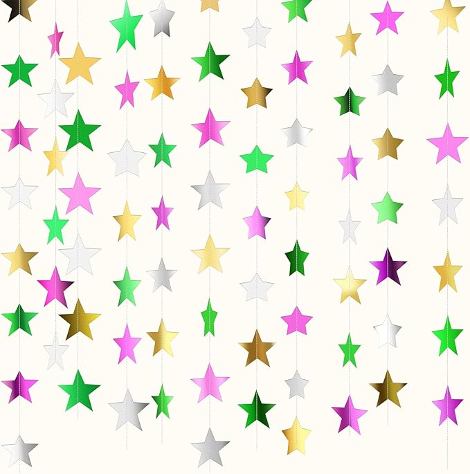 Patelai Glitter Star Garland Banner 2026 Graduation Decor 130 Feet Star Hanging by Patelai