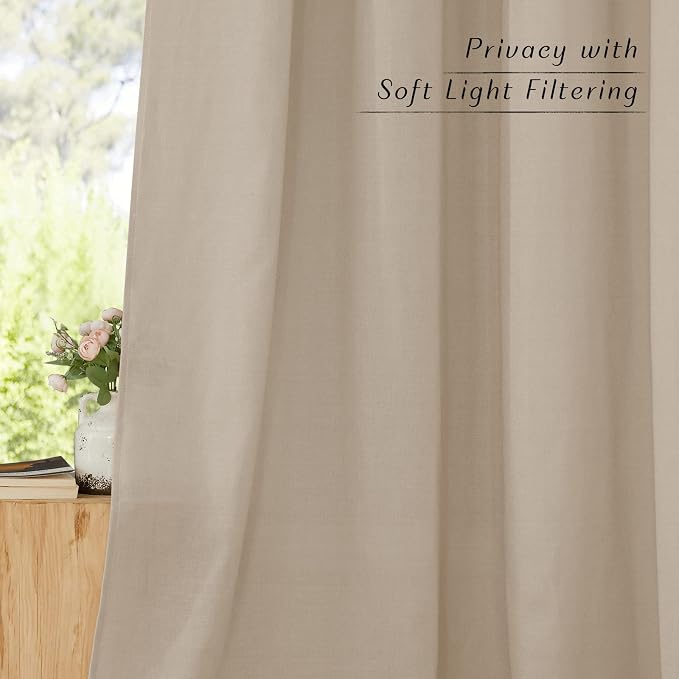 NICETOWN Flax Taupe Linen Curtains - Image 4