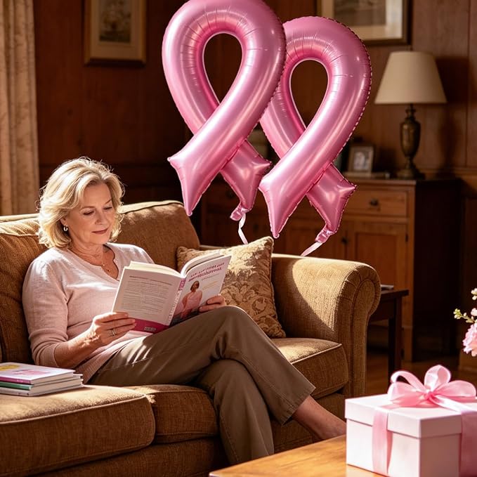 Pink Breast Cancer Awareness Ribbon Balloon Ribbon Shaped Foil Balloons | 42'' - Image 7