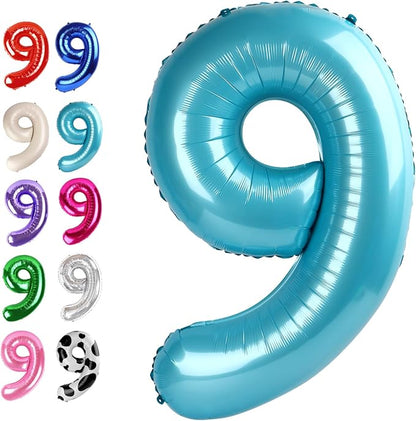 Pearl Blue Number 9 Balloon 40 inch, 9th Birthday Party Balloons Decorations | by Upgesy