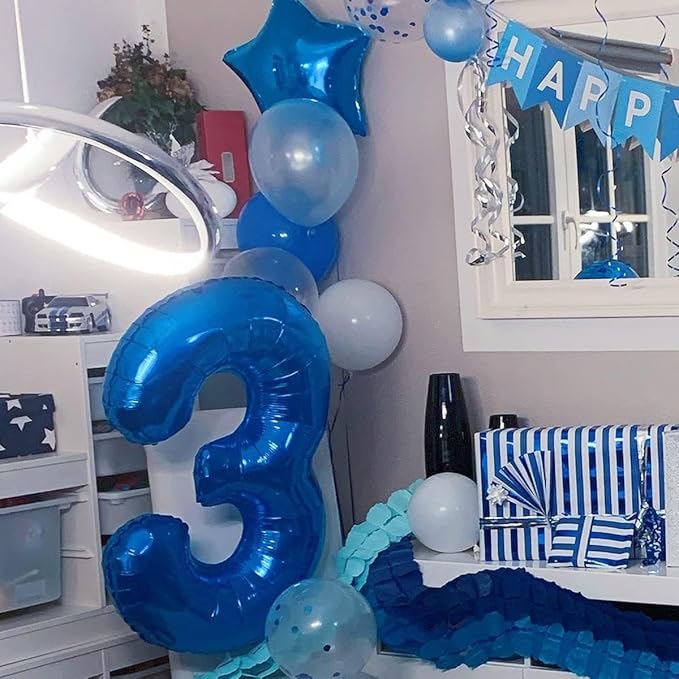 40 inch Blue Number Balloon Giant Foil Helium Balloons Blue Number 3 Balloon - Image 4