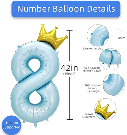 AULE 40 Inch Big Light Blue 8 Balloon Number - Image 3