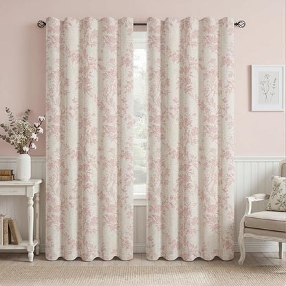 Pink Boho Floral 100% Blackout Curtains 84 Inch 2 Panels | Farmhouse Vintage - Image 2