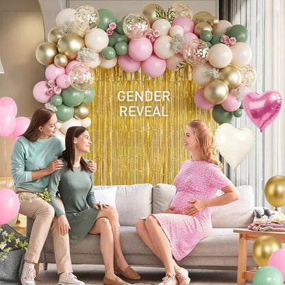 Sage Green Pink White Gold Balloons Garland Arch Kit - Image 4