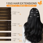 DOORES Clip in Hair Extensions Real Human Hair, Balayage Dark Brown to Chestnut Brown 18 Inch 7pcs 135g, Remy Thick Extensions Clip ins for Women Straight Weft