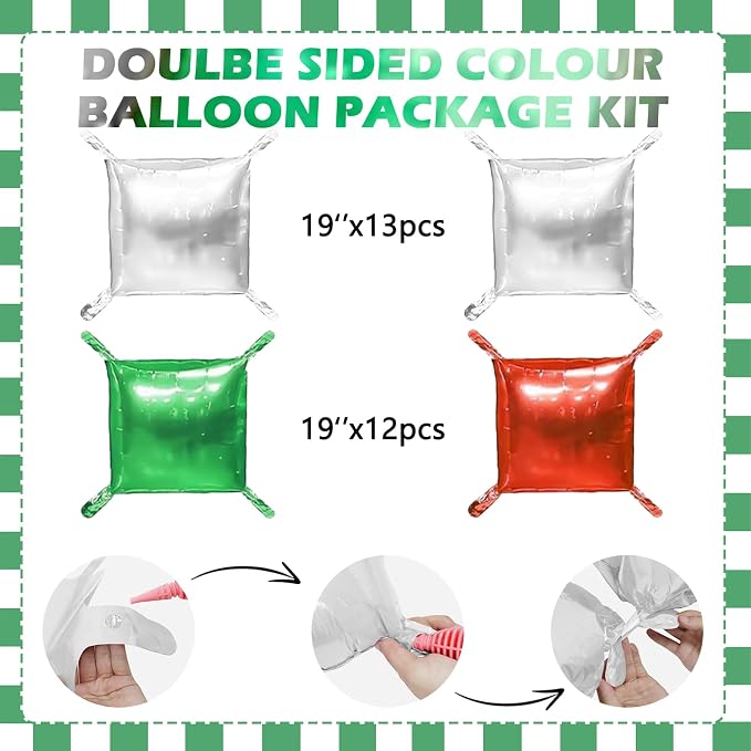 Metallic Green Silver and Black Square Foil Balloons Wall Tunnel Backdrop - Image 2