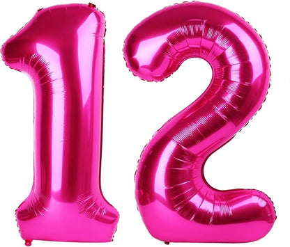 12 Balloon - Hot Pink Birthday Number Balloons, 40 Inch Party Decorations | Hot by ALPHADELTAPI