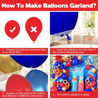 Red Blue Gold Balloons Arch Kit, Royal Blue Red Balloon Garland Kit - Image 6