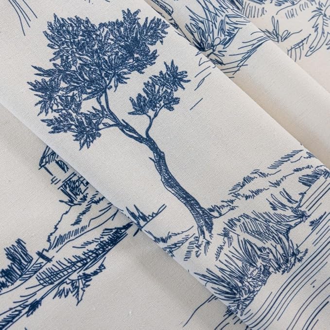 F-CHU Blue Patterned Curtains 63 Inches Long - Image 6