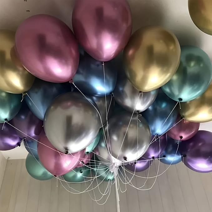 Voircoloria 105pcs Metallic Chrome Party Latex Balloons, 12inch | - Image 4