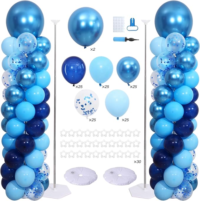 Blue Balloon Column Stand Kit Set of 2 by ZyloonDecoration