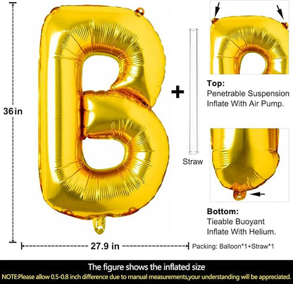 Lovoir 40 Inch Large Gold Letter B Balloons Big Size Jumbo Mylar Foil Helium - Image 2
