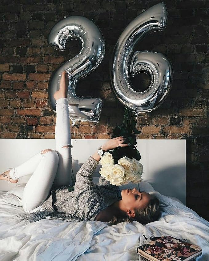 Number 25 Balloons 40 Inch Silver 25 Balloon - Image 3