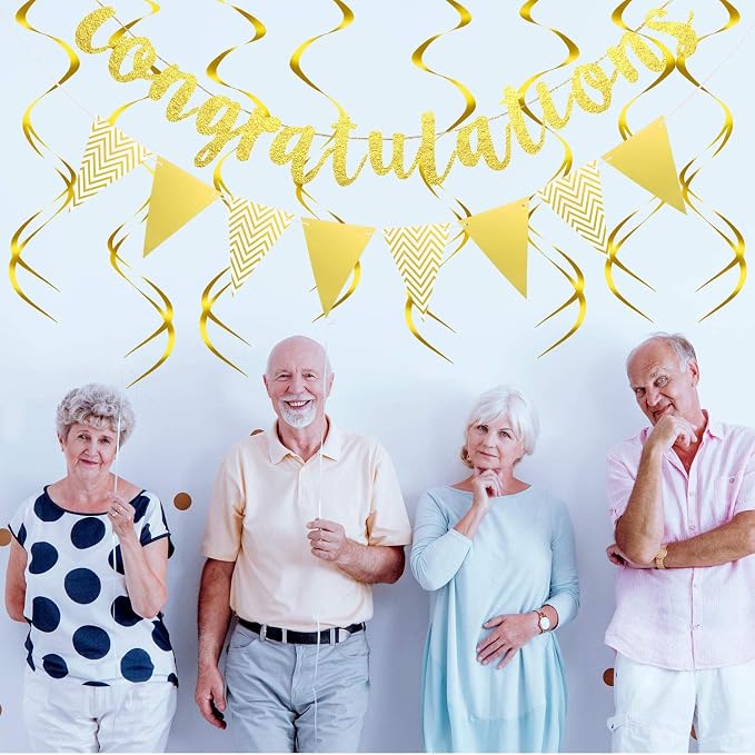 Outus Pre-strung Glitter Congratulations Banner Triangle Flag Banner - Image 5